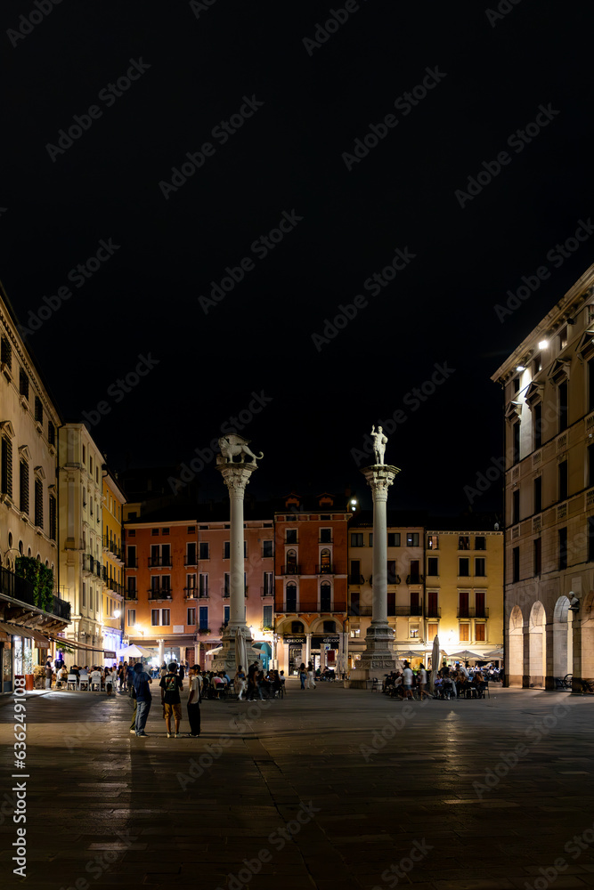 view at night of a placa italy vincenza