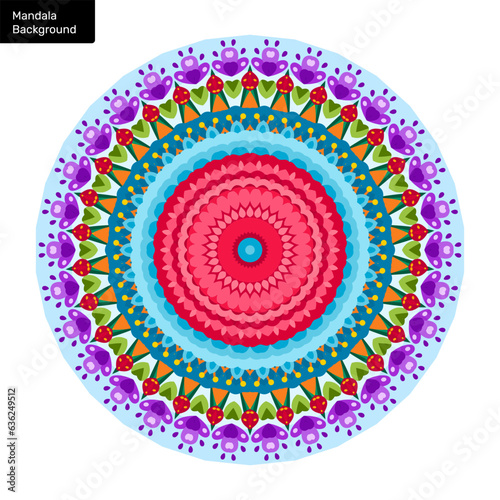 Minimal colorful flower mandala vector illustration template. Ethnic mandala with colorful tribal ornament. Round Ornament Pattern. Vintage decorative element. Coloring book page cover. EPS 10
