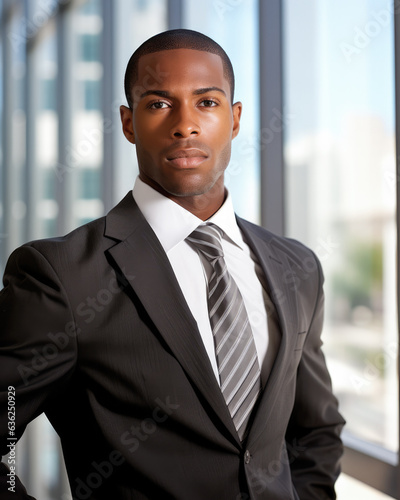 Stylish african american man in a suit isolated from the background. Generative AI.