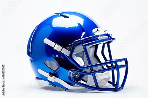 White background with blue football helmet. Generative AI