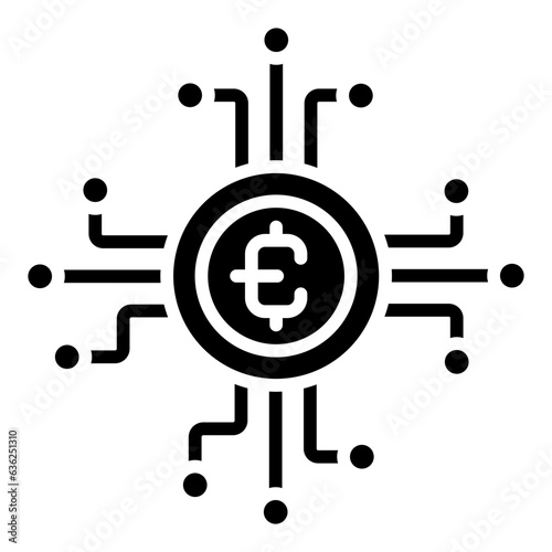 digital euro currency icon