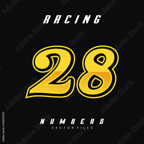 Racing Number 28 Vector Design Template