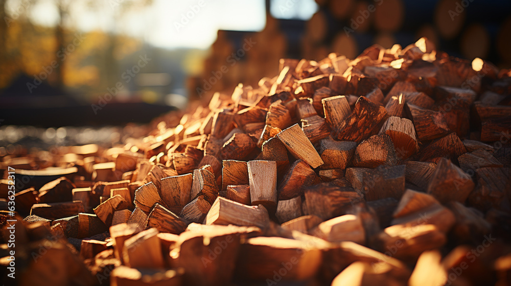 Production of biocombustible biomass wood pellet at the plant. Stock ...