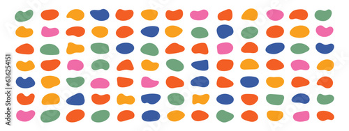Organic colorful blob shapes. Abstract blotch shape. Random abstract liquid organic blotch shapes. Collection of modern forms and Liquid drop or fluid dynamic print. Fluid irregular colored forms 