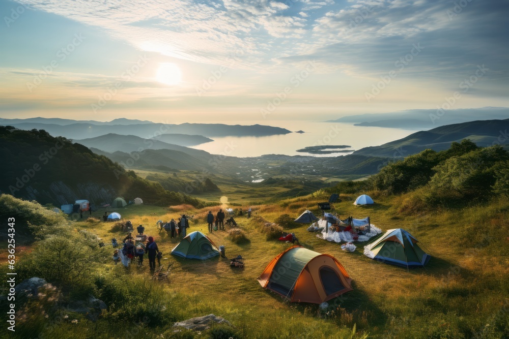 Campings on the hill with a wonderful view