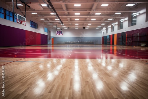 Old gymhall with a versatile multisport floor. Generative AI
