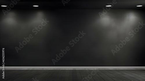 Black Wall with beautiful Lighting. Elegant minimalist background for product presentation.