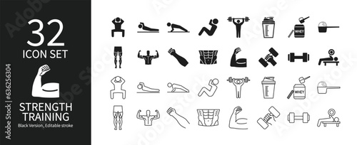 Icon set related to strength training