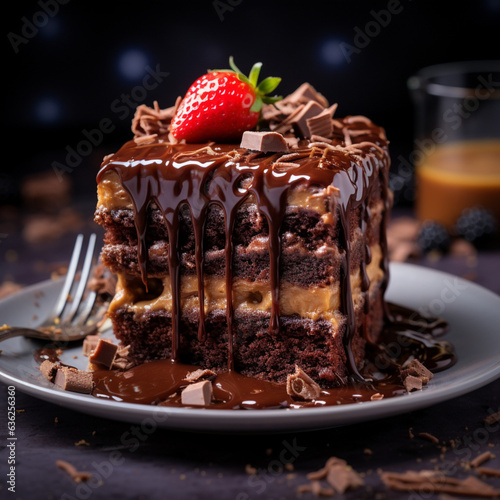 chocolate cake with strawberry