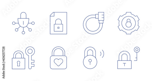 Lock icons. editable stroke. Containing security, locked, lock, padlock.