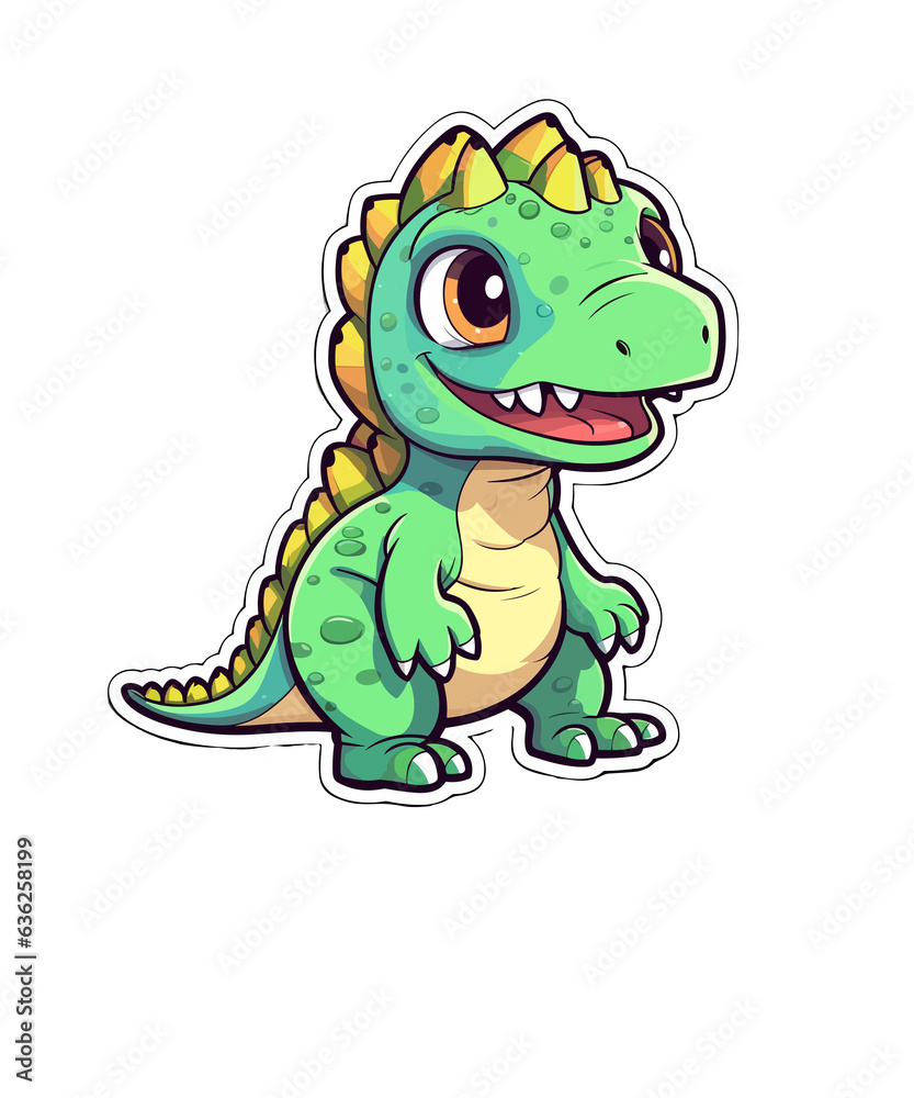 Fototapeta premium Dino Grün Süsser Dinosaurier Vektor T-Shirt Design Kinder