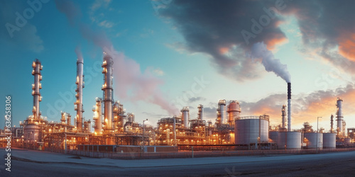 oil refinery plant at night  oil refinery at twilight  oil refinery at night