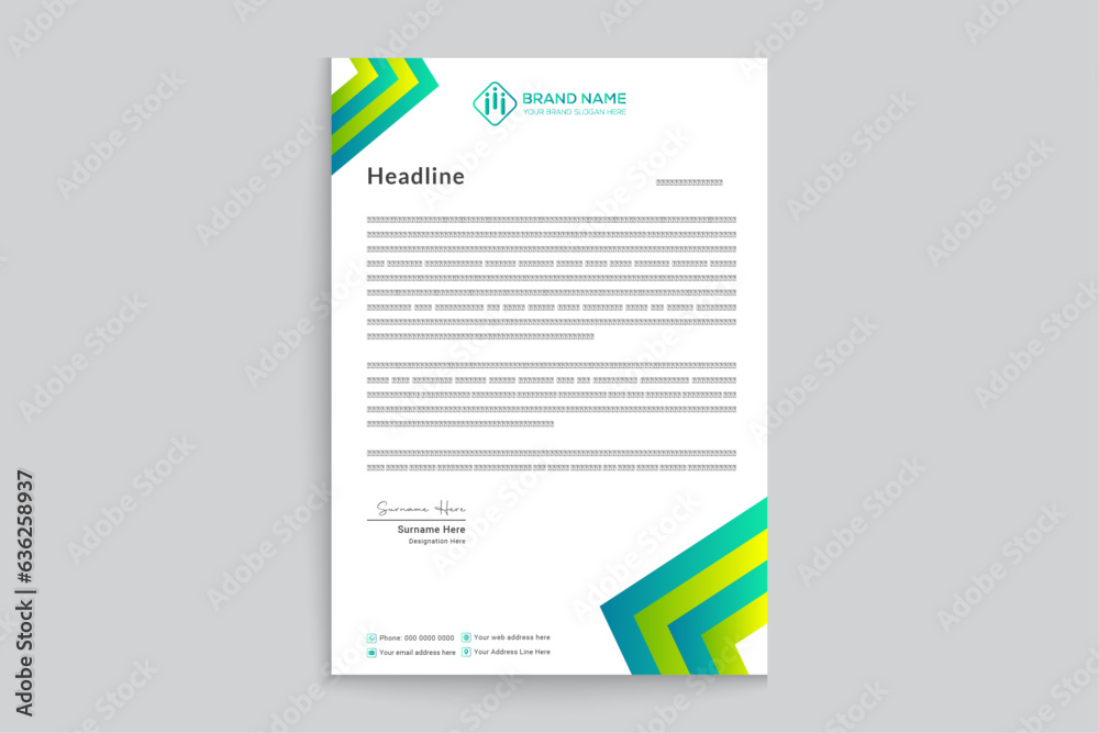 green shape letterhead design green shape letterhead design
