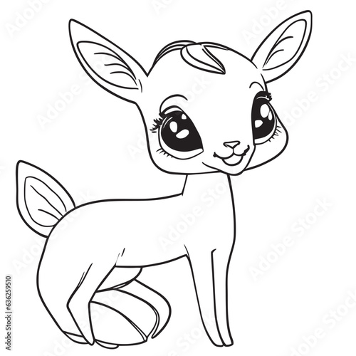 impala, cute, cheerful, nice, easy to color, childrens drawing, smiling, vector illustration line art