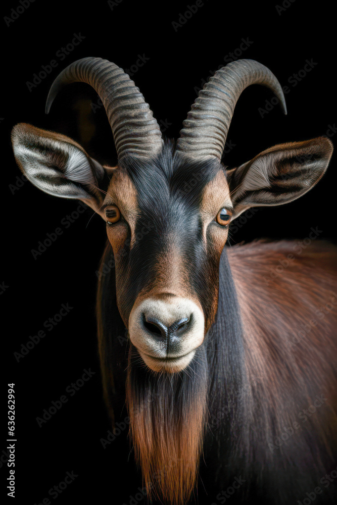 Close-up of a portrait of an antelope. Generative AI.