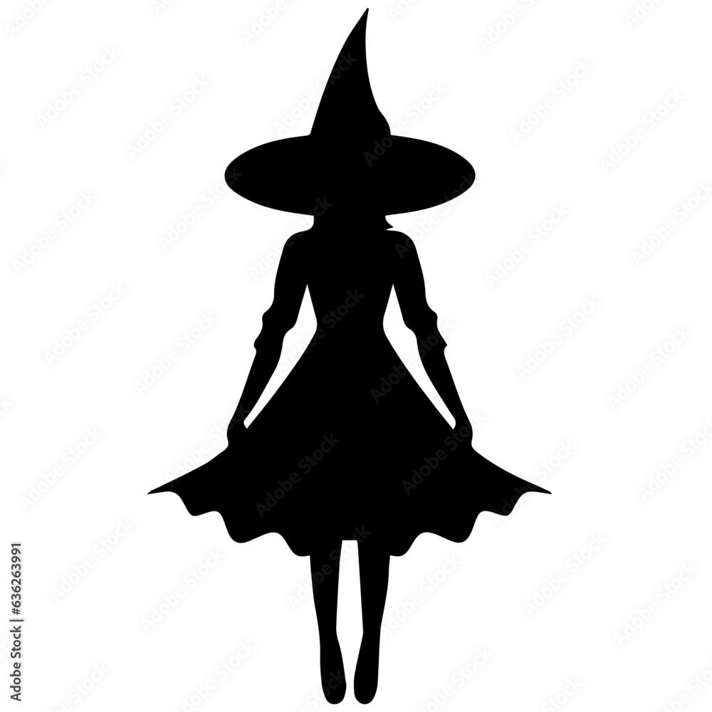 Vector black silhouette of a witch Vector black silhouette of a witch