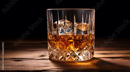 glass of whiskey on black generativa IA