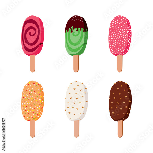 Ice cream eskimo set vector illustration.