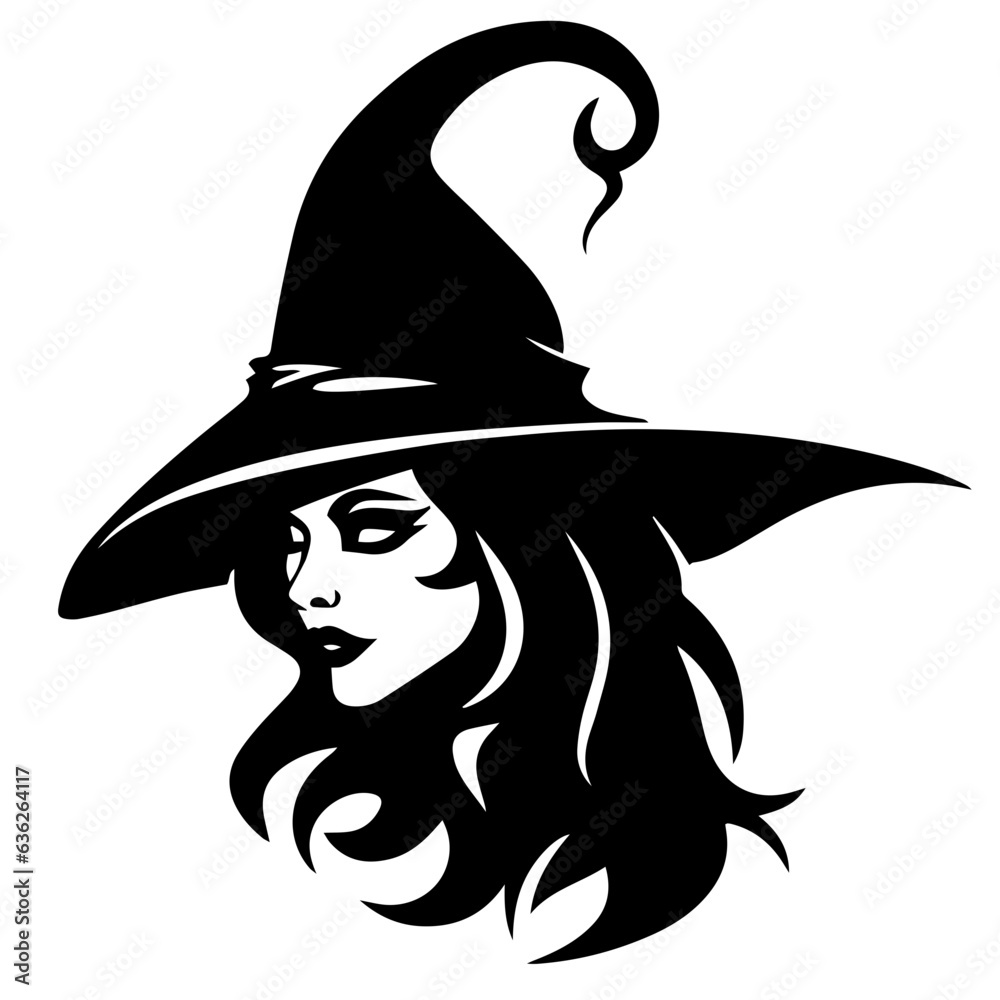 Vector black silhouette of a witch Vector black silhouette of a witch