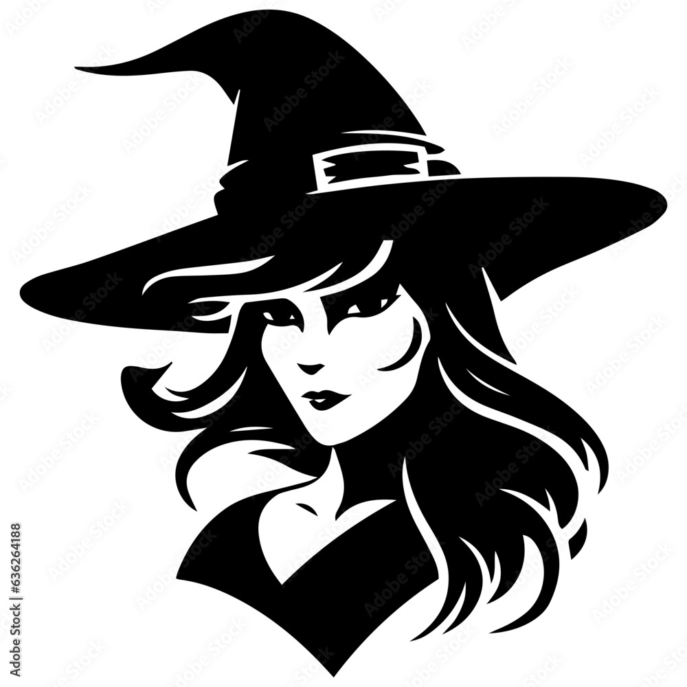 Vector black silhouette of a witch Vector black silhouette of a witch