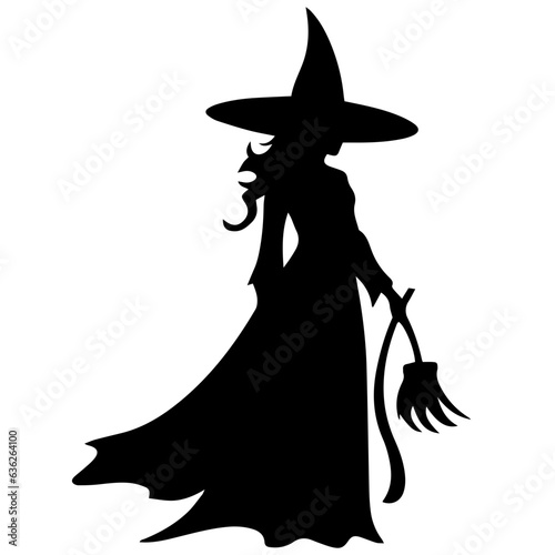 Fotomurale Vector black silhouette of a witch