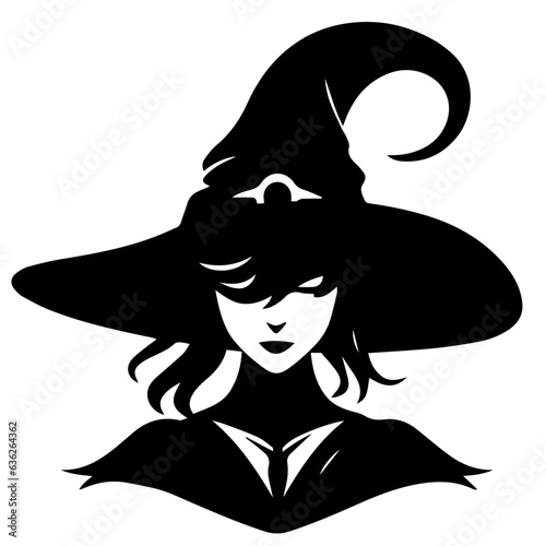 Vector black silhouette of a witch