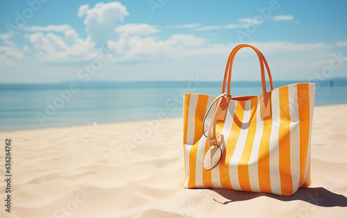 beach bag and accessories