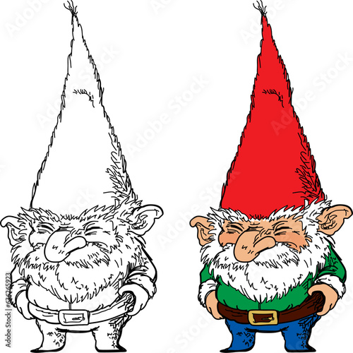 classic garden gnome in a red cap and green caftan