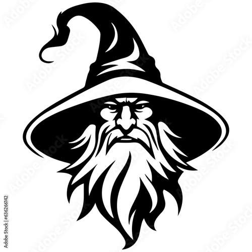 black and white Wizard Silhouette 