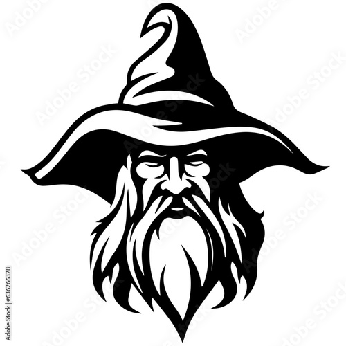black and white Wizard Silhouette 