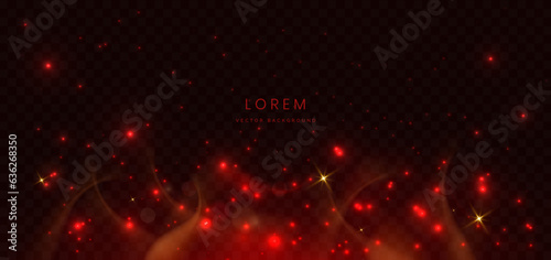 Abstract lighting effect dot neon red light ray on on dark transparent background.