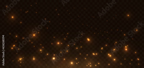 Abstract lighting effect dot neon gold light ray on on dark transparent background.