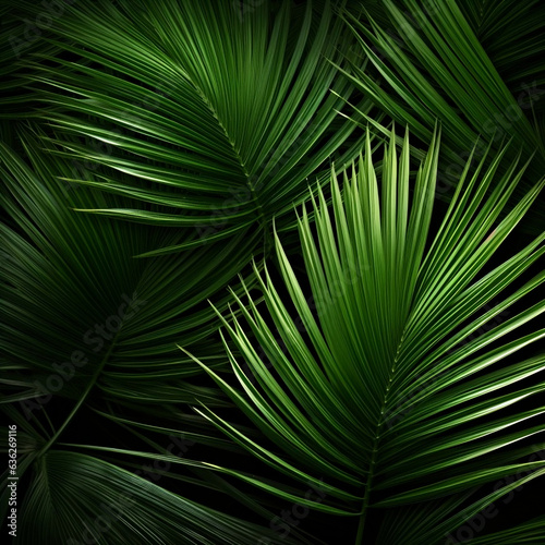 Translucent overlay showcasing gracefully arched palm leaves in vibrant green. 3D render illustration