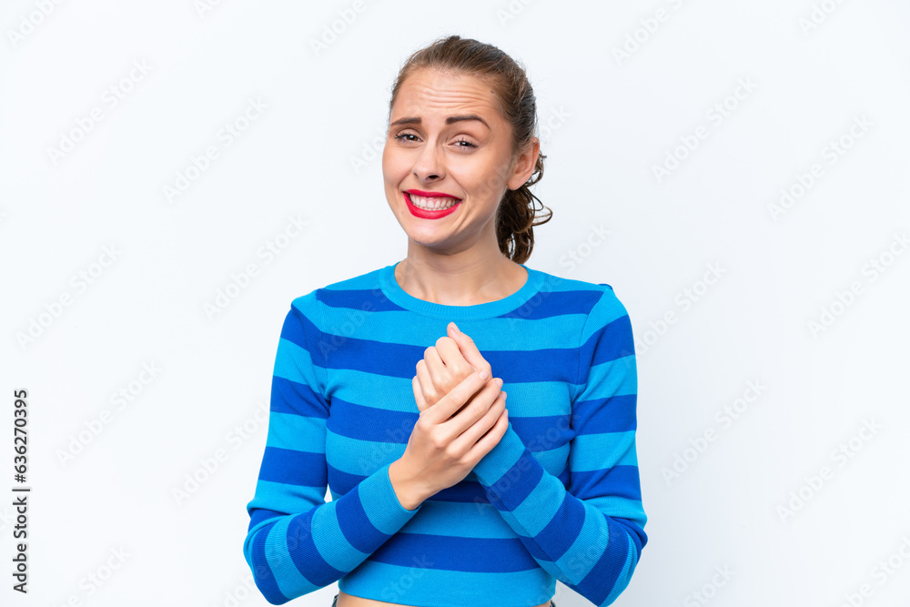 Young caucasian woman isolated on white background laughing Young caucasian woman isolated on white background laughing