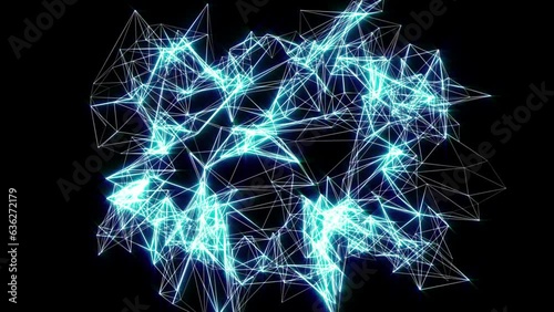 Networking blue motion laser lines effects on black motion background VJ Loop photo