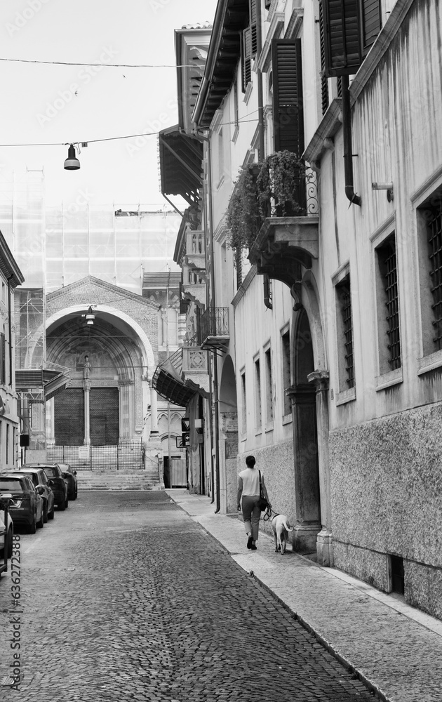 VERONA, ITALY - JUNE 20, 2023 : narrow streets in the center of Verona