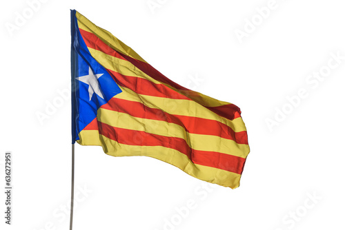 La Estelada, bandera independentista de Cataluña. 
Aislada en fondo blanco o transparente. PNG photo