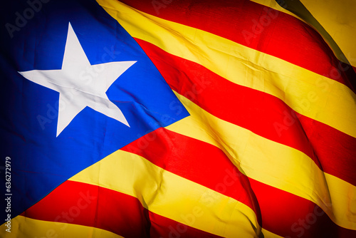 Primer plano de La Estelada, bandera independentista de Cataluña.  photo