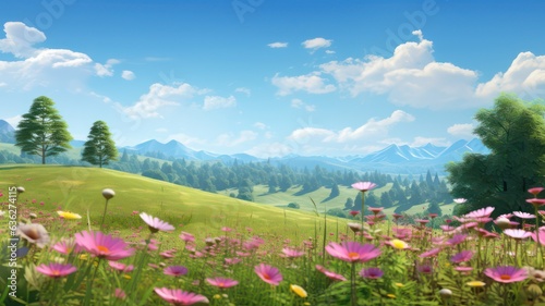 Summer meadow background created with Generative AI