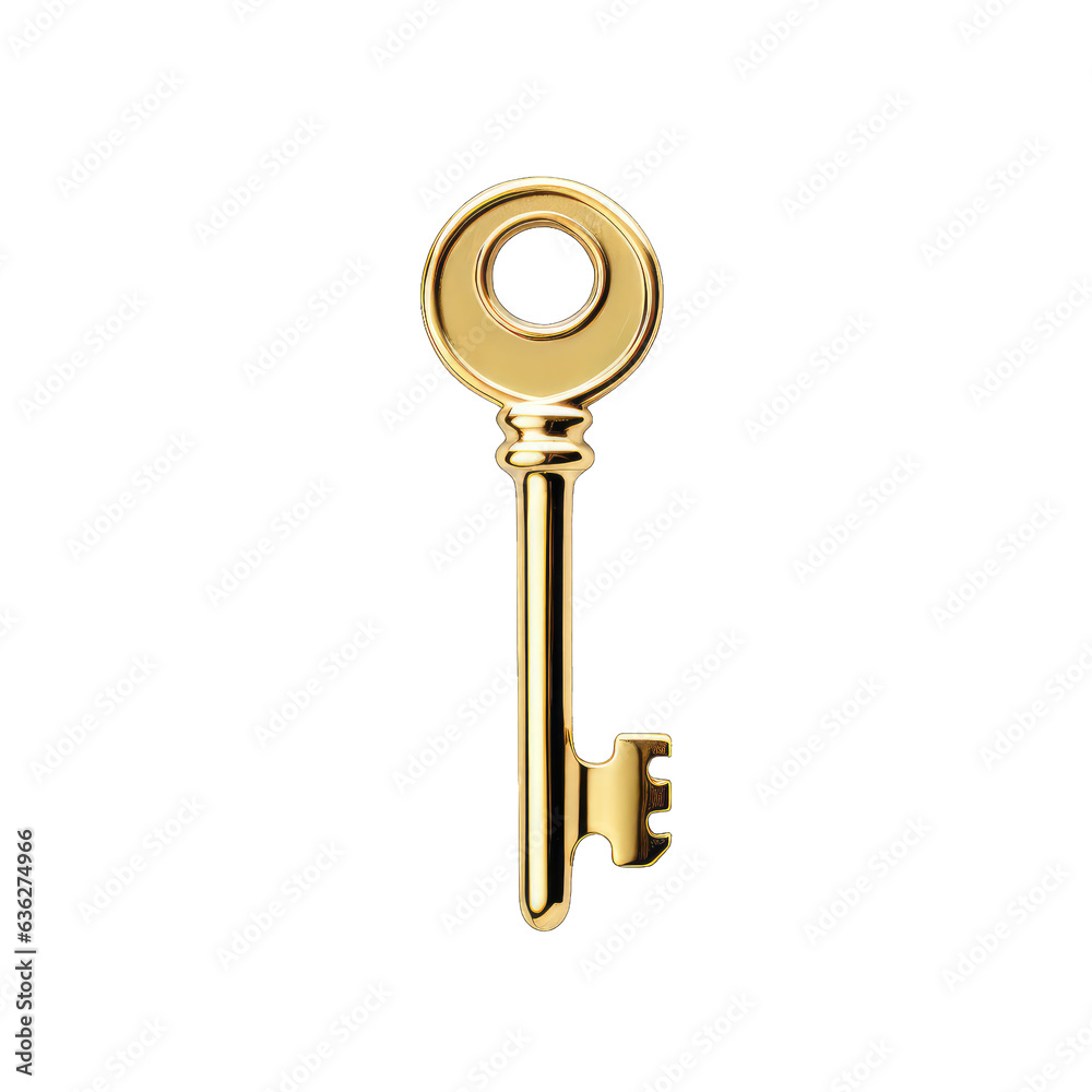 Golden key isolated on white, transparent background, PNG Golden key isolated on white, transparent background, PNG