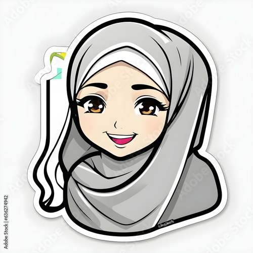 Animated hijab girl. Generative Ai.