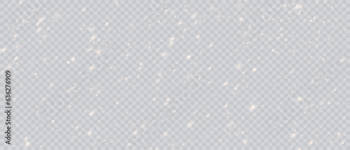 Falling Christmas snowflakes in transparent beauty, delicate and small, isolated on a clear background. Snowflake elements, snowy backdrop. Vector illustration of intense snowfall, snowflakes in diver