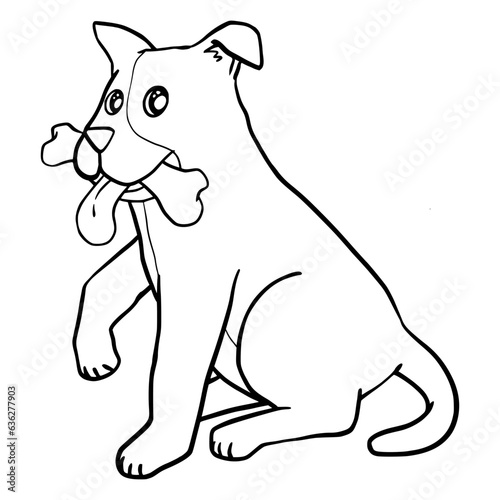 Cute Cartoon Style Dog for Kids Coloring Book on iSolated White Background