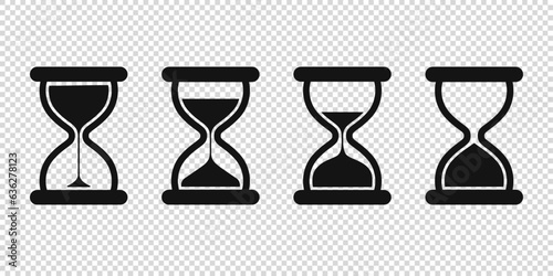 Hourglass icons on transparent background. Sandglass icons on transparent background. Vector illustration
