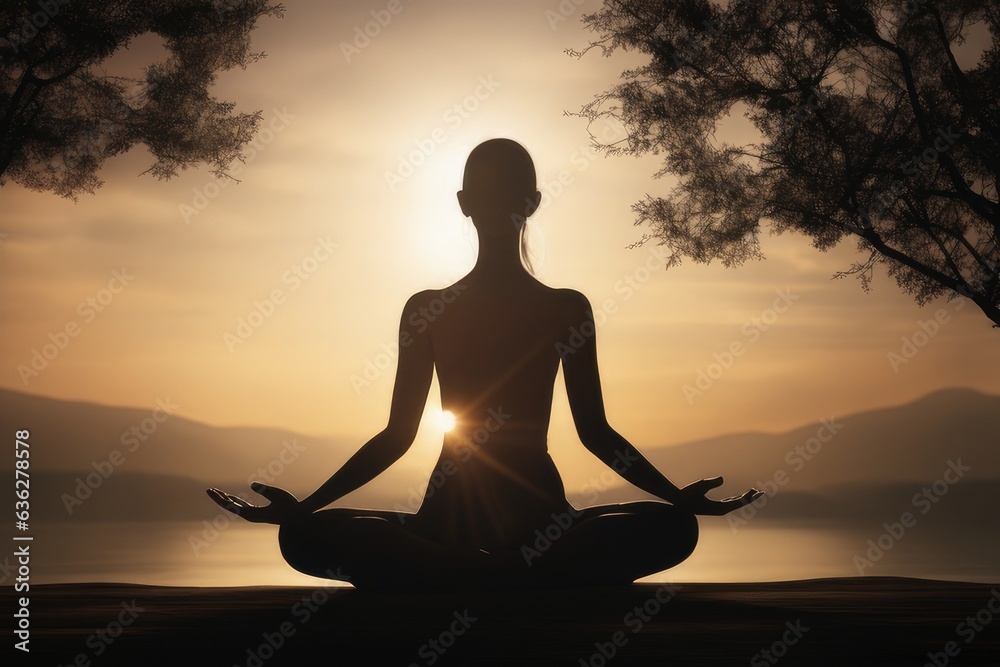 Naklejka premium silhouette of a person in yoga pose