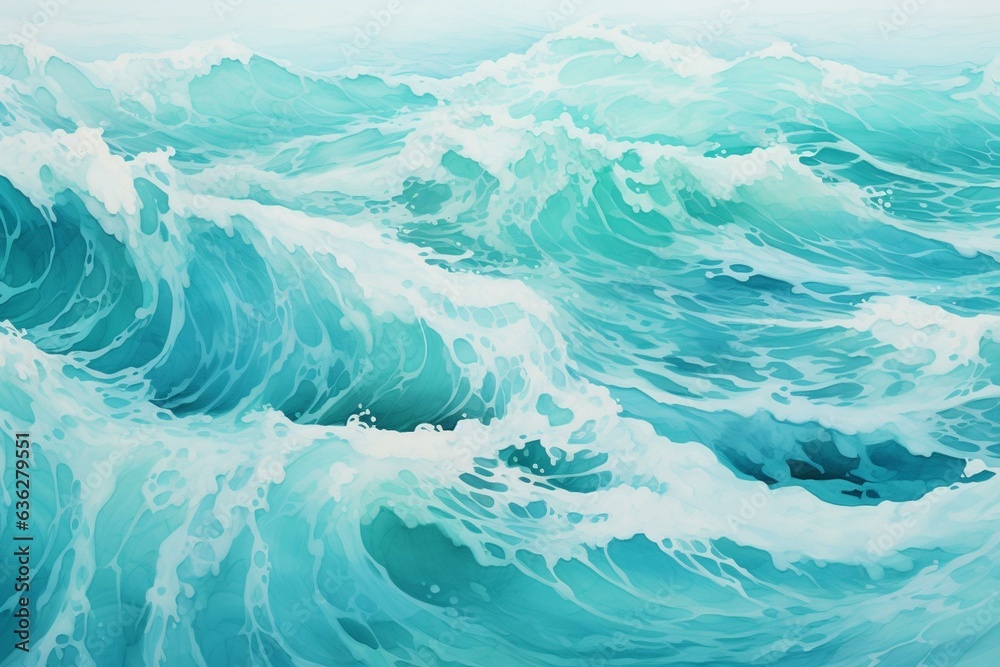 Detailed view of lively emerald sea waves. Generative AI