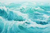 Detailed view of lively emerald sea waves. Generative AI