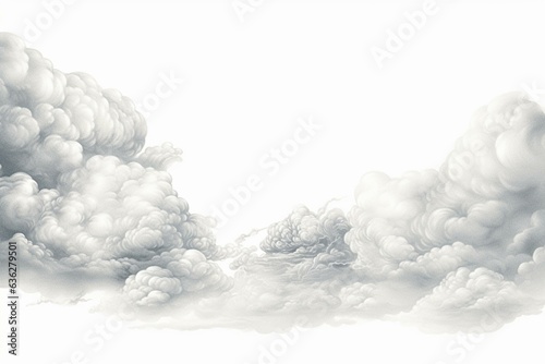 A png image depicting engraved clouds on a transparent background. Generative AI