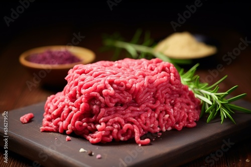 Minced beef for burger patties. Generative AI