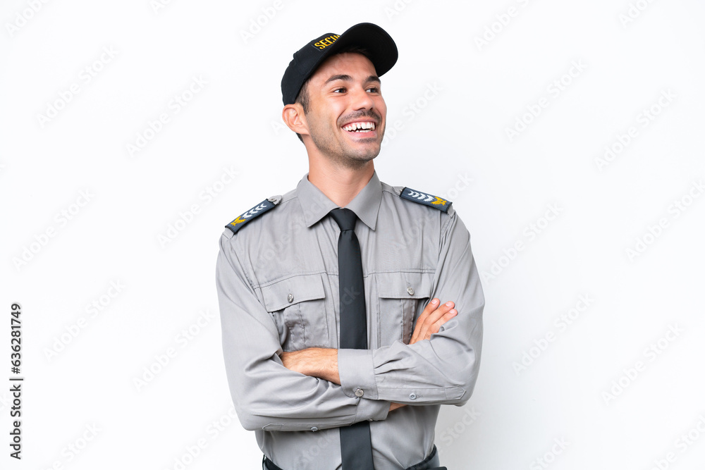 Young safeguard man over isolated white background happy and smiling Young safeguard man over isolated white background happy and smiling